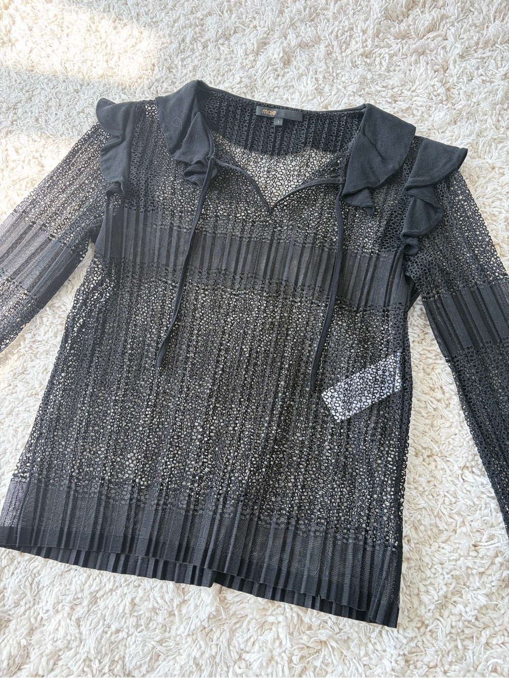Maje Black Mesh Top